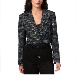 Cami NYC Black and Blue Tweed Blazer M